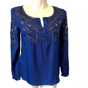Sundance Embellished Blue Top Size Medium
